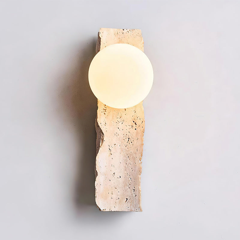 Tavivelia wandlamp met travertin en glas