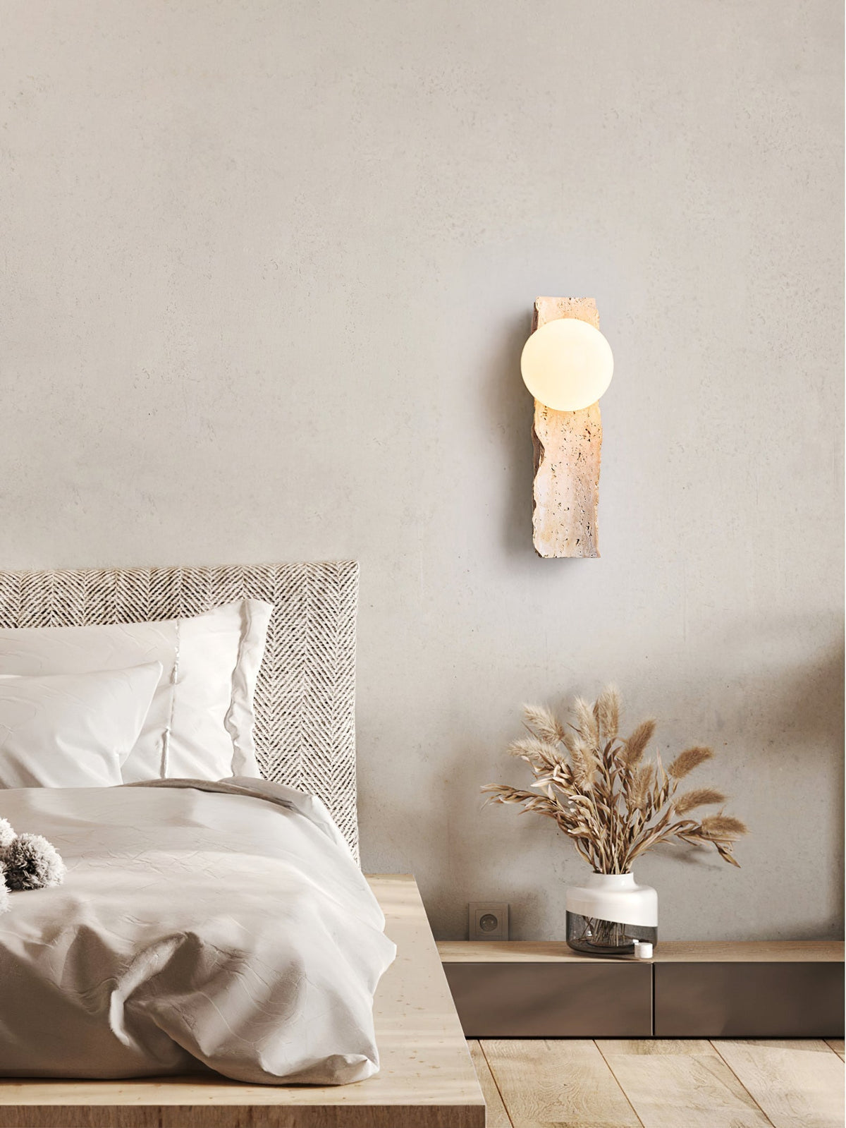 Elnoren wandlamp van geel travertin