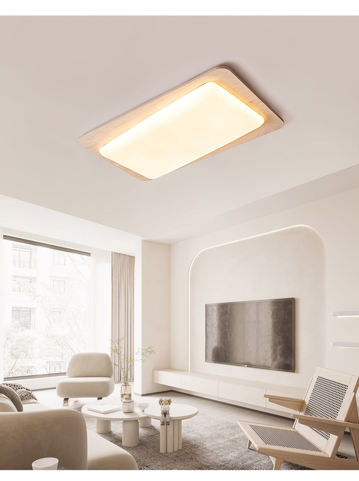 Seranina plafondlamp in geel travertin