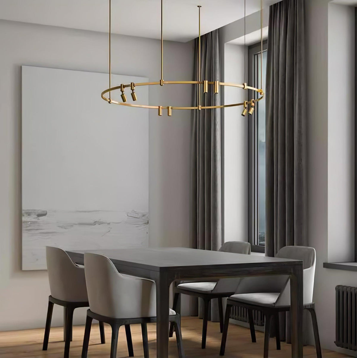 Ivrinir ringvormige messing hanglamp