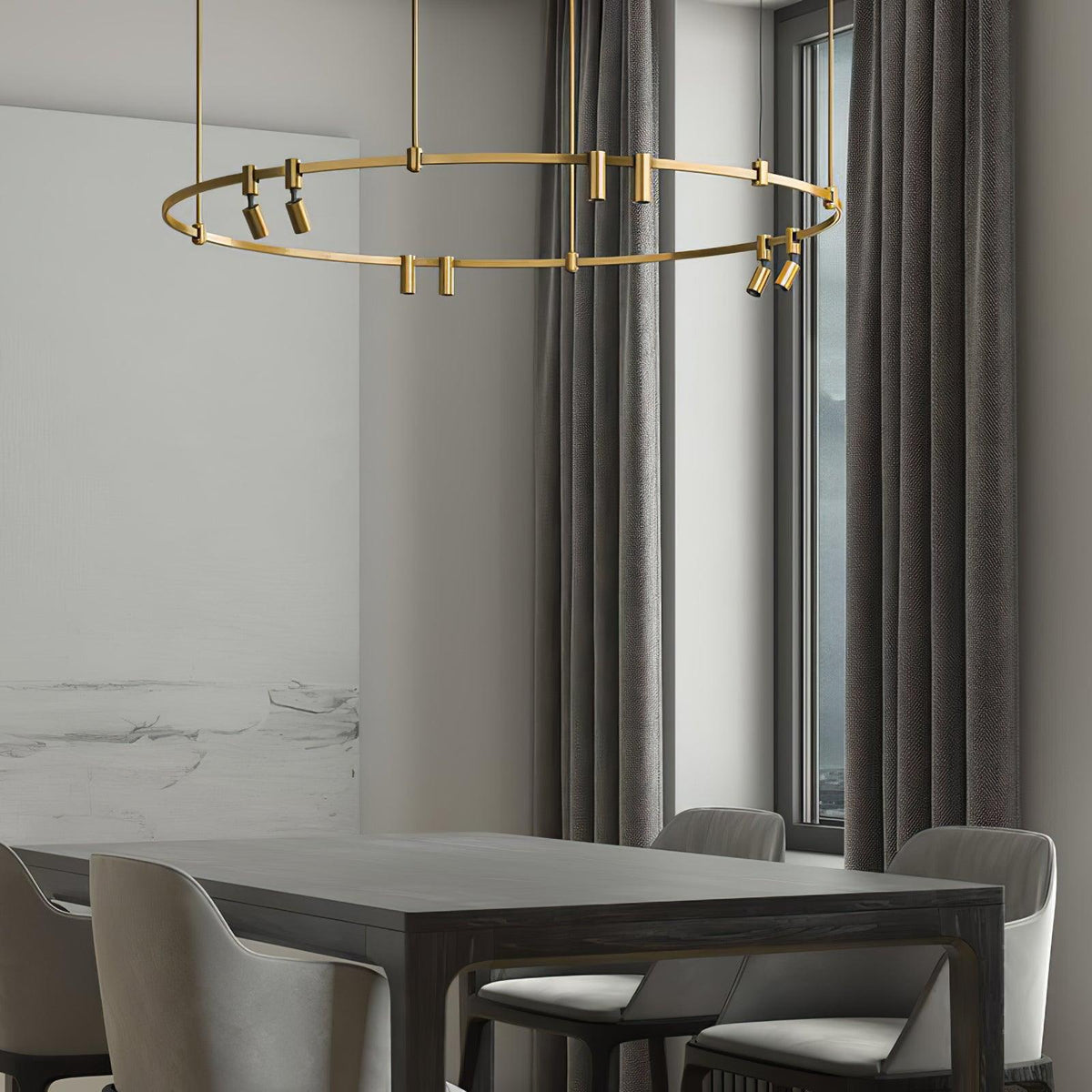 Ivrinir ringvormige messing hanglamp