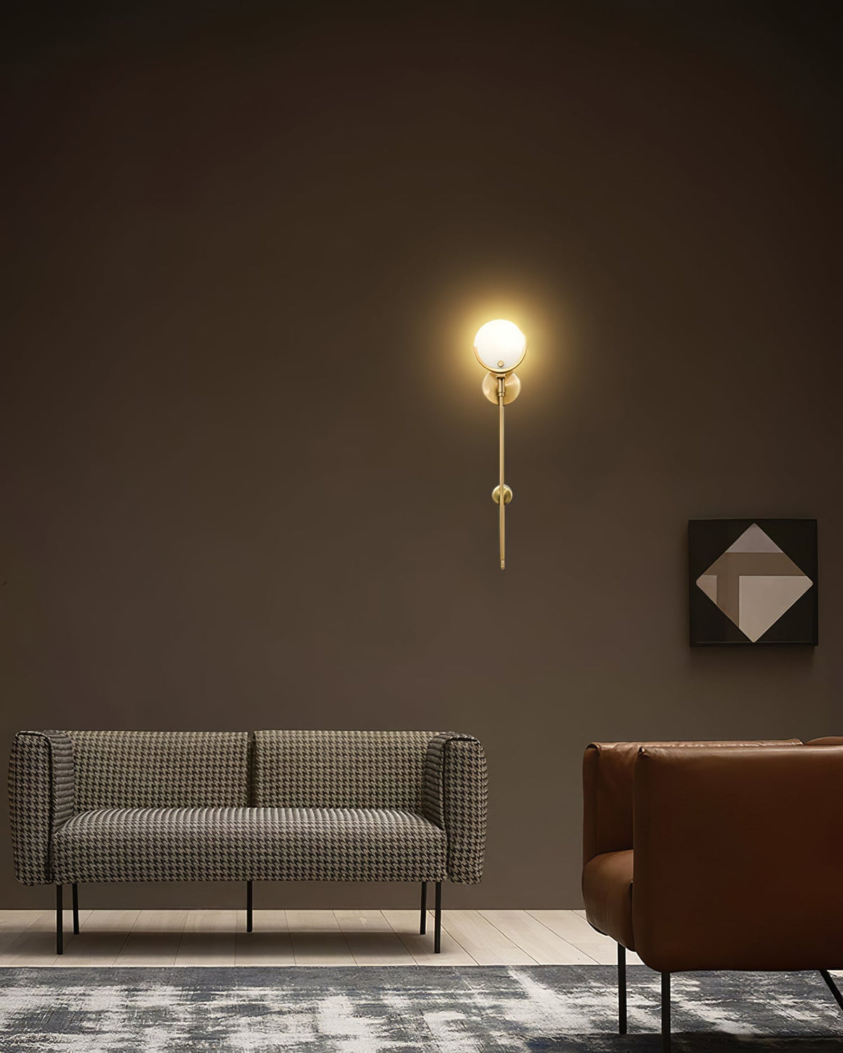Ljomuvyo Moderne minimalistische wandlamp van messing met albasten kap