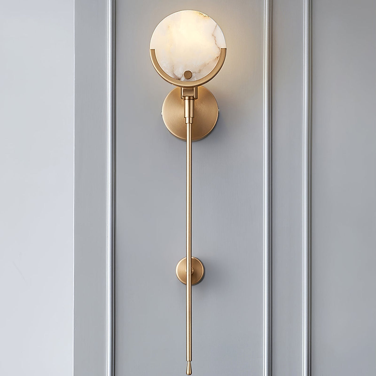 Ljomuvyo Moderne minimalistische wandlamp van messing met albasten kap