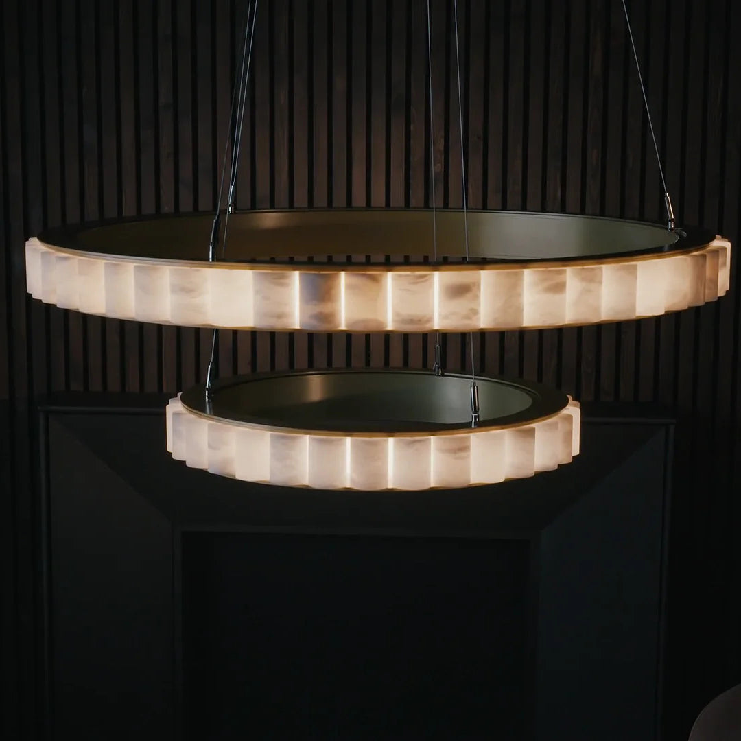 Lyra Postmodern luxe RVS albasten kroonluchter
