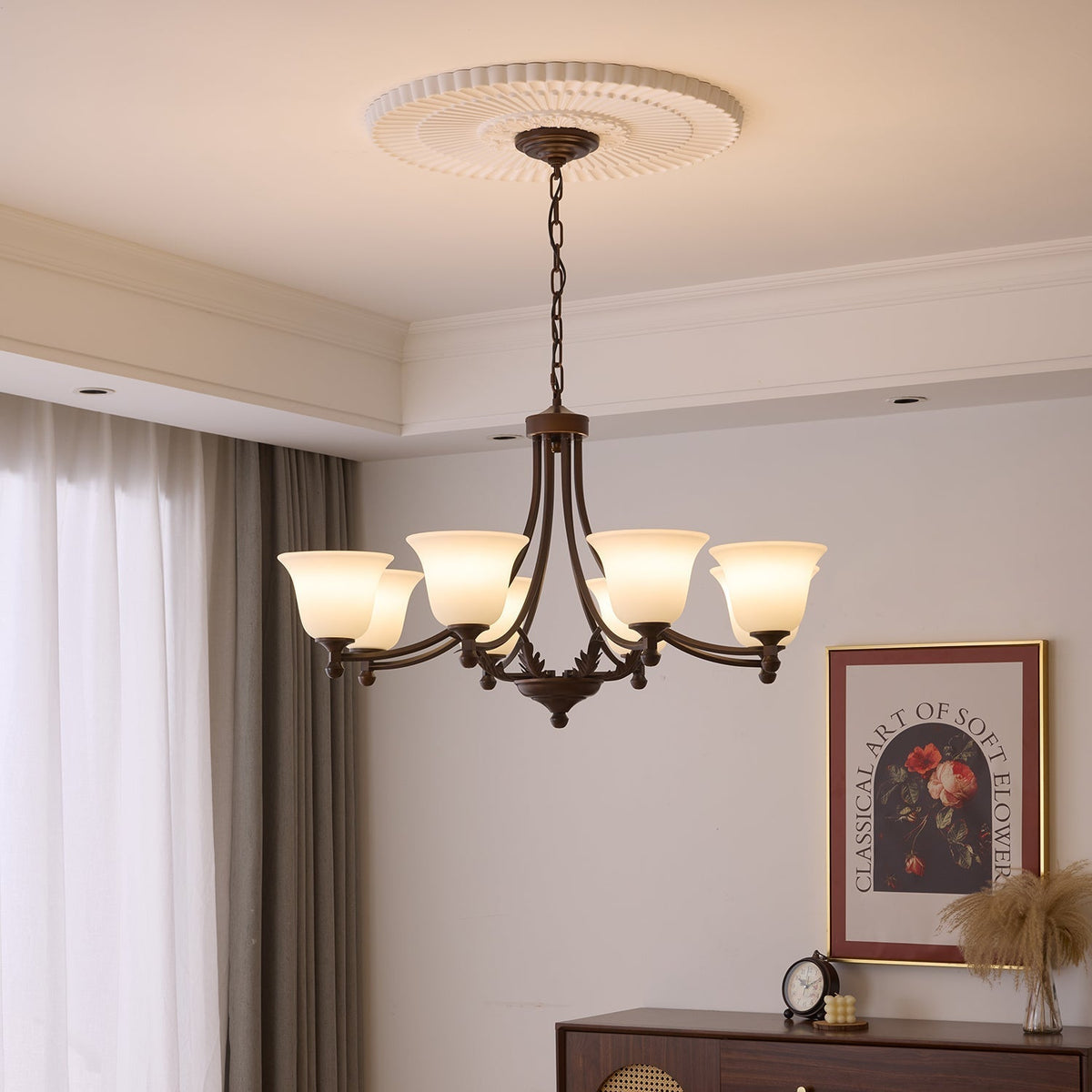 Elorira Traditionele Elegantie Bloemglas Kroonluchter van glas