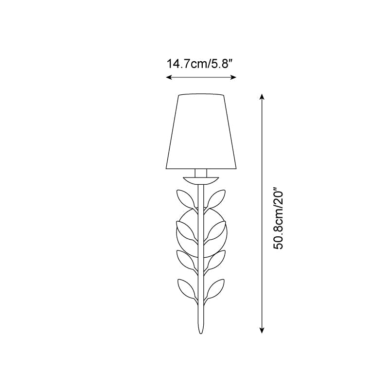 Evoque wandlamp met goudbladeren afwerking en stoffen kap