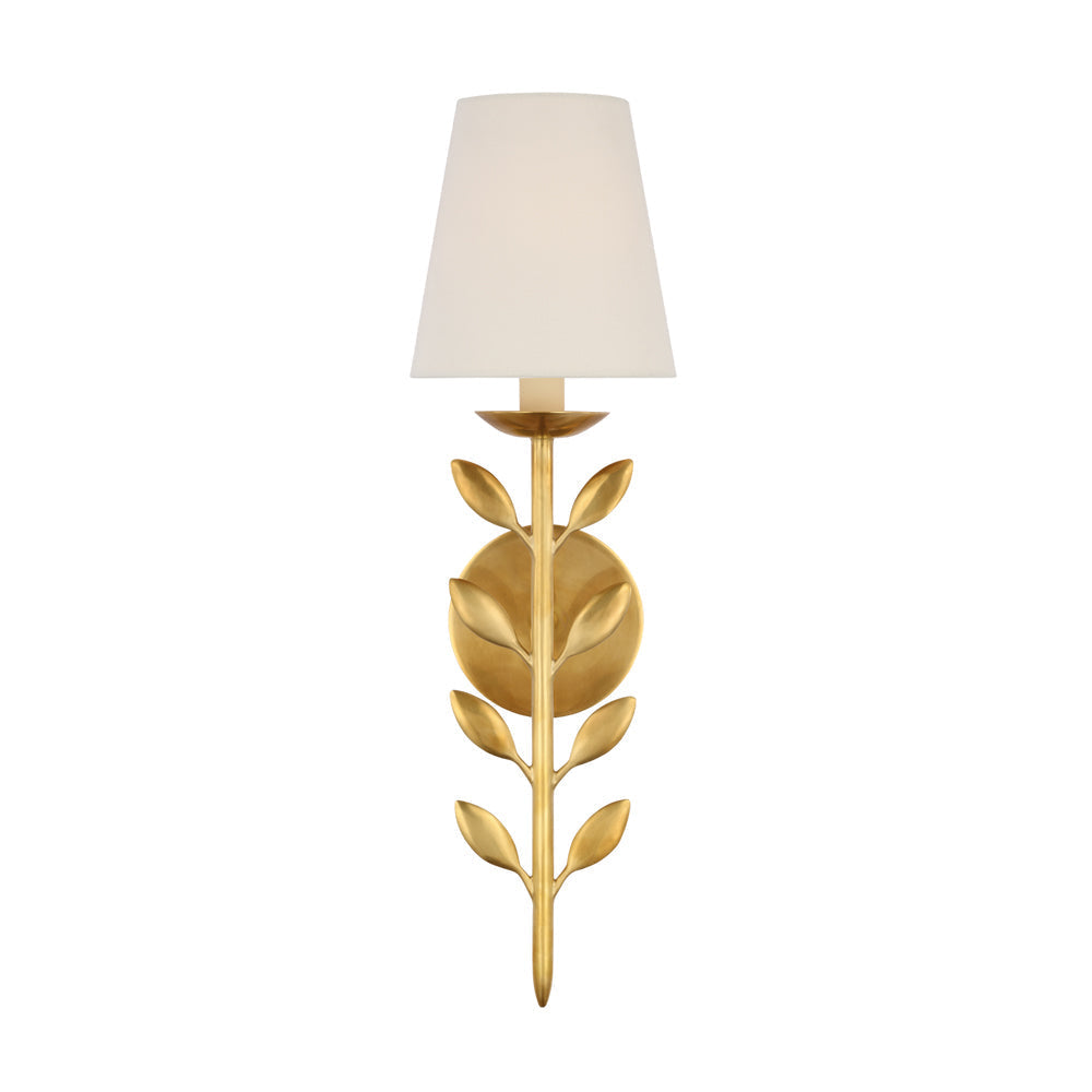 Evoque wandlamp met goudbladeren afwerking en stoffen kap