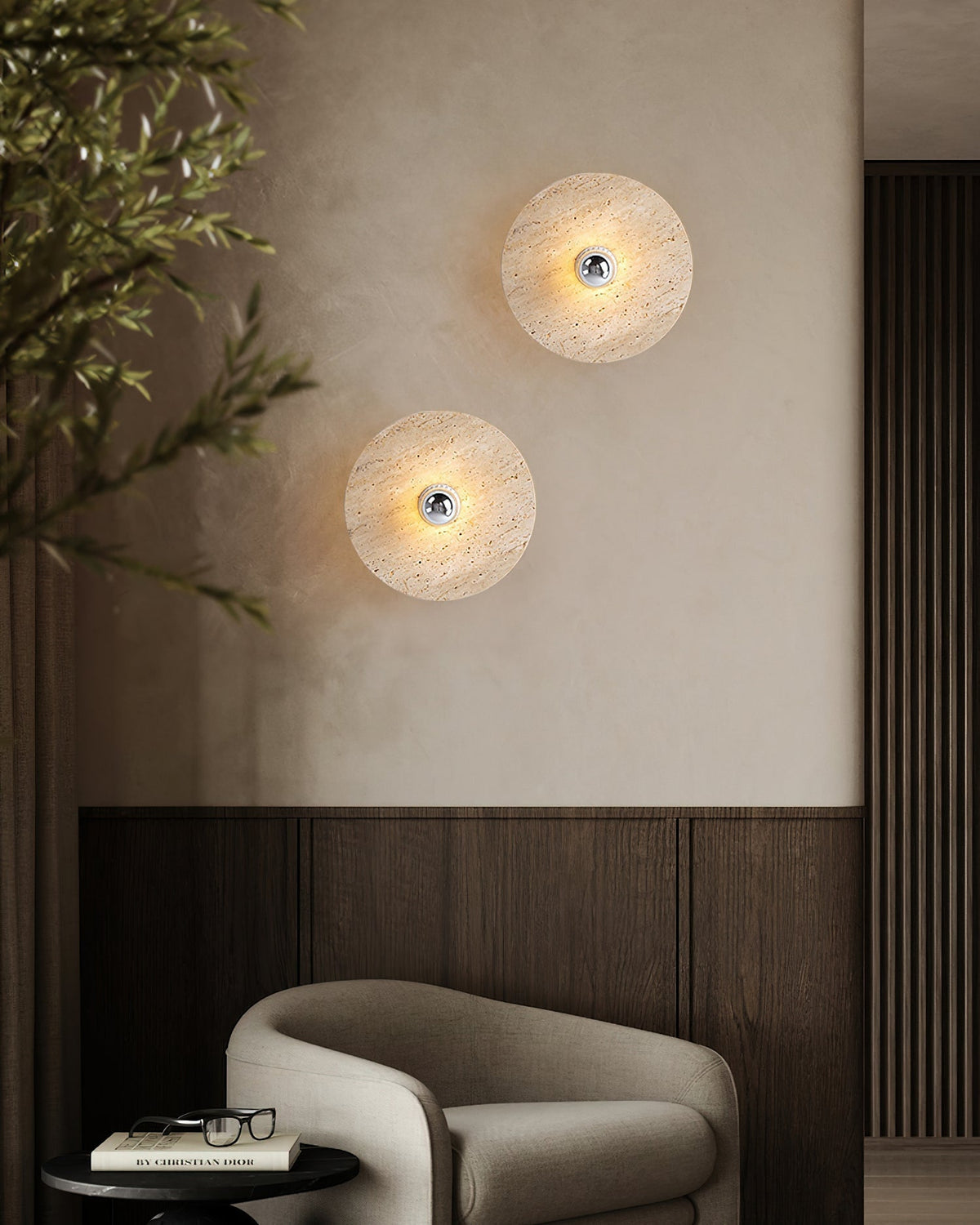 Norarora travertin Vlakke plafondlamp