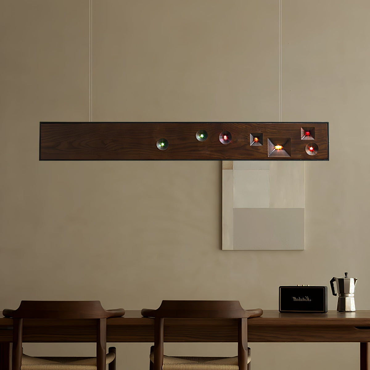 Elvorora hanglamp hout edelsteen lineaire LED