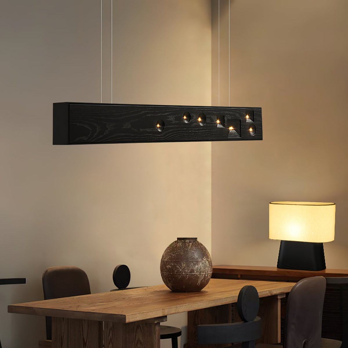 Elvorora hanglamp hout edelsteen lineaire LED
