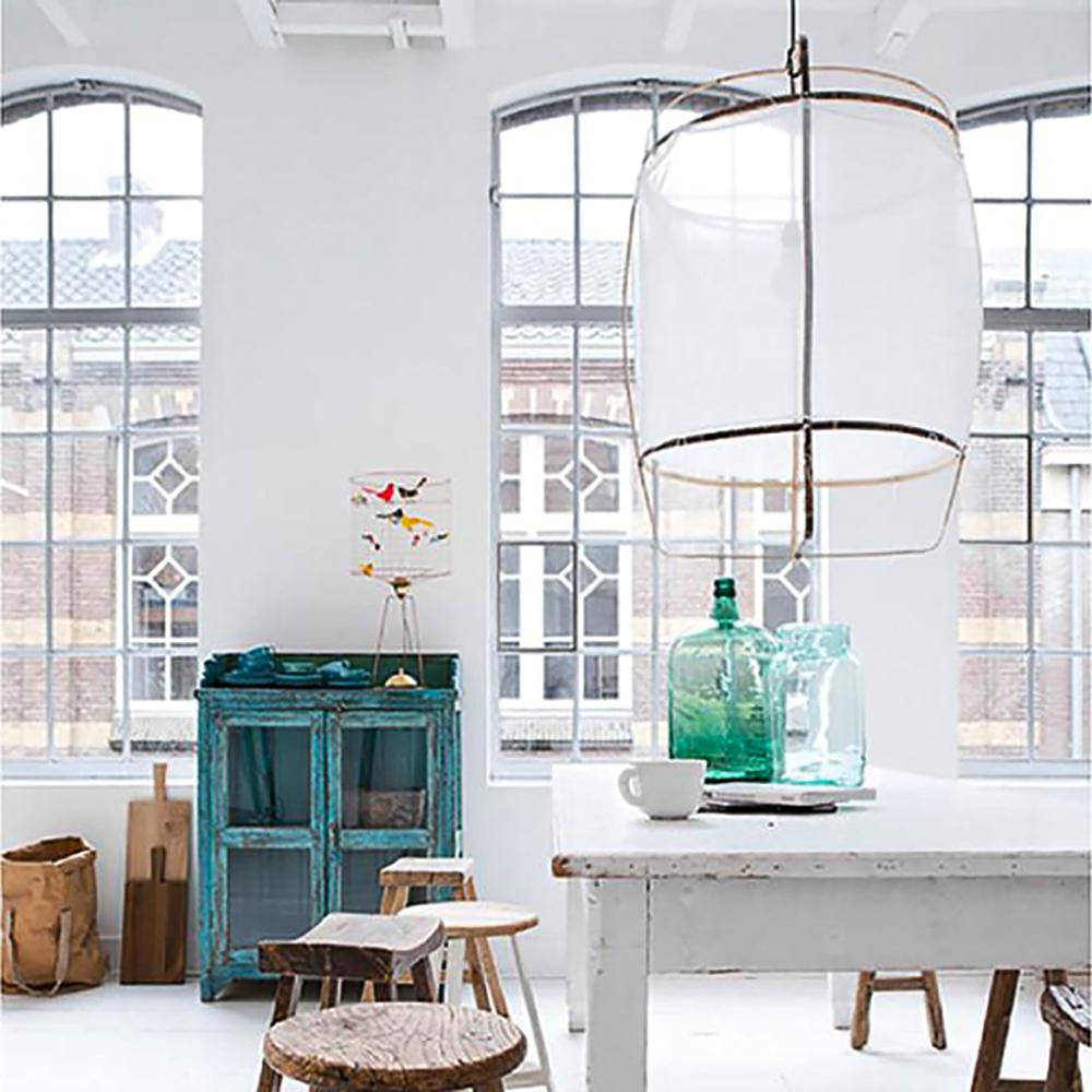 Arioelia hanglamp met bamboe lampenkap voor de woonkamer