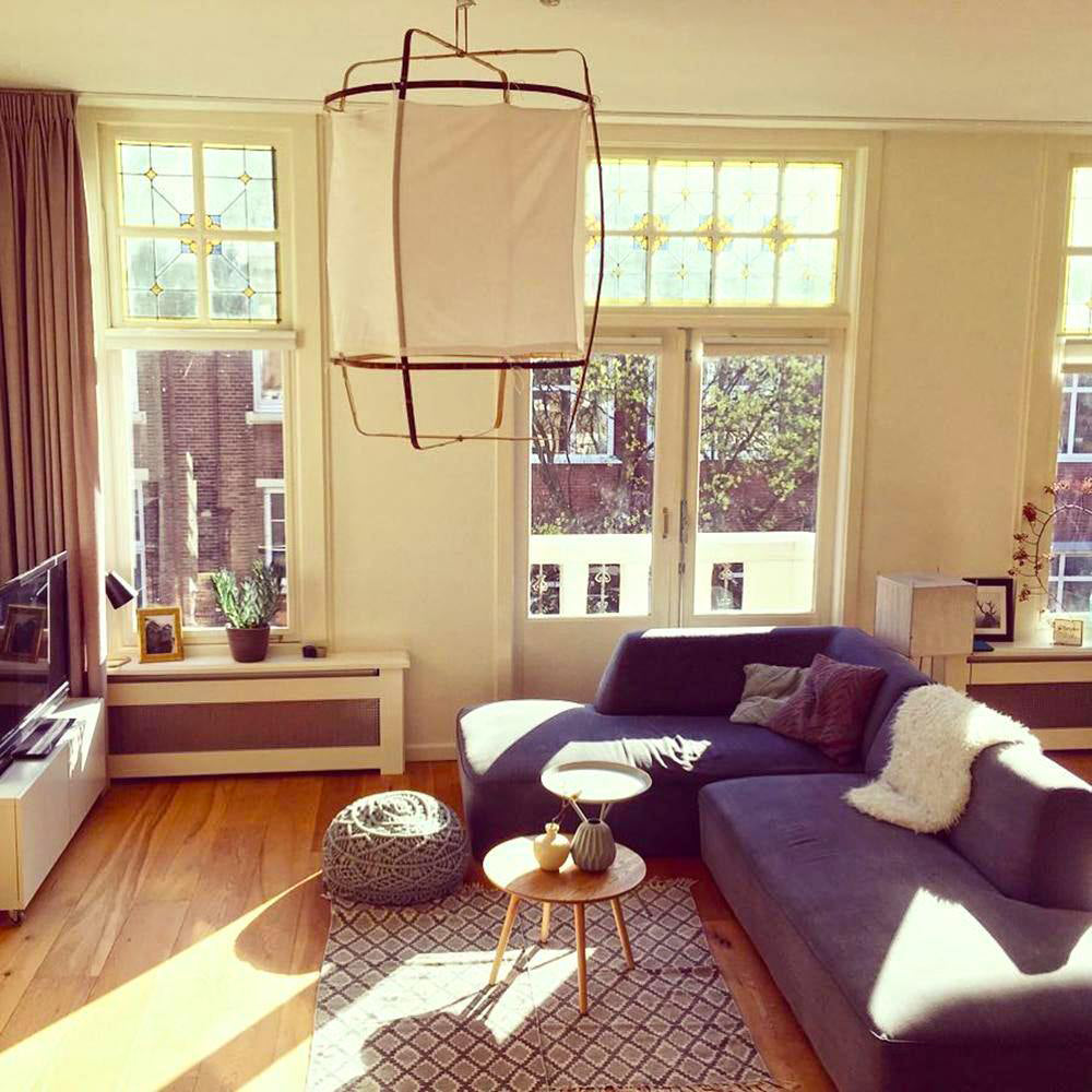 Arioelia hanglamp met bamboe lampenkap voor de woonkamer