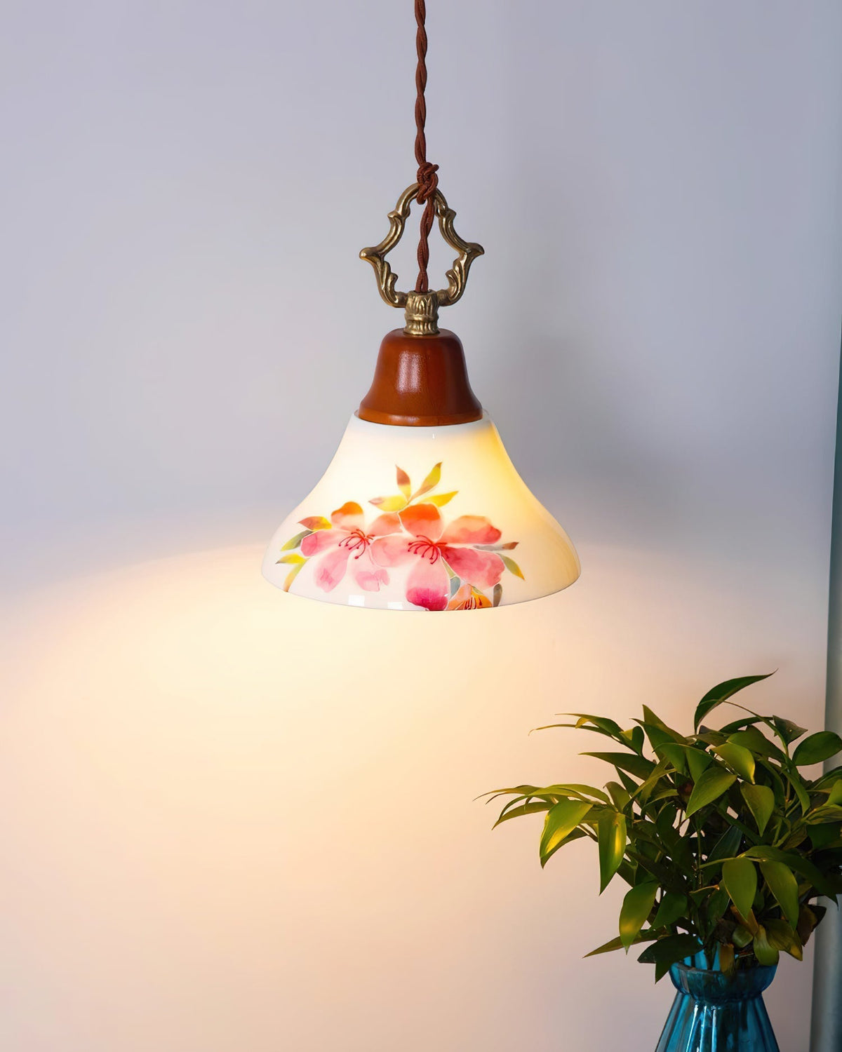 Ciraielle hanglamp roze keramiek bloemen woonkamer