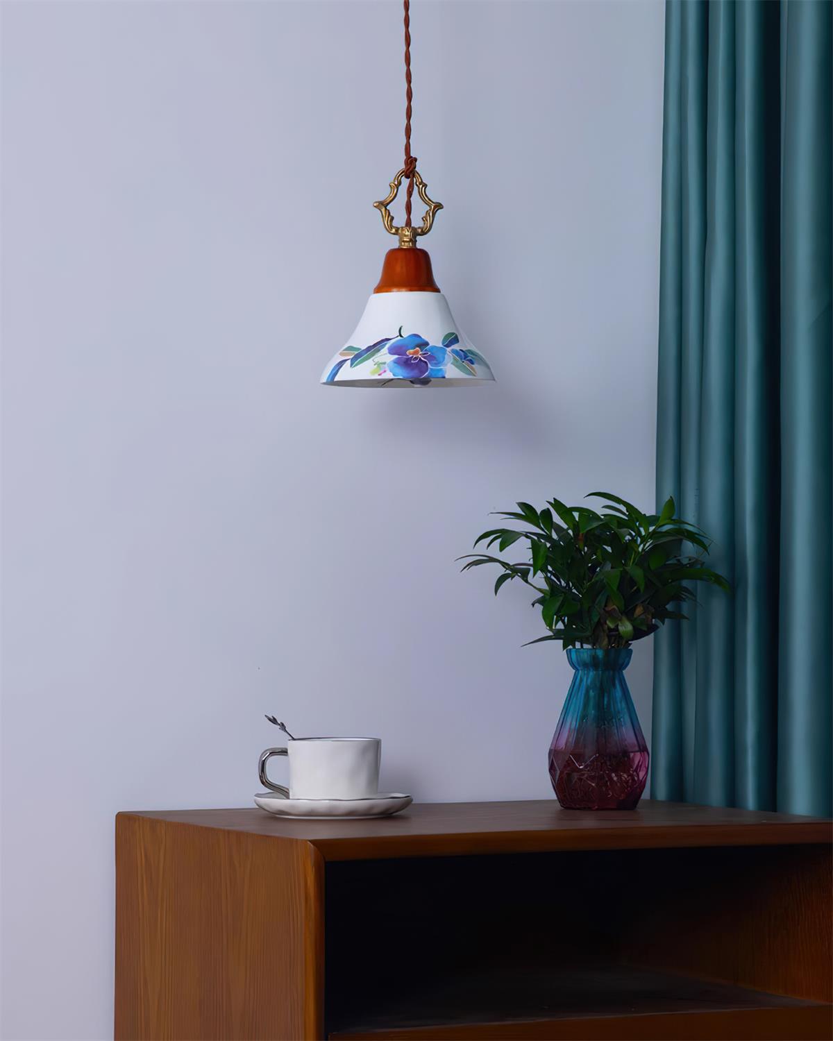 Ciraielle hanglamp roze keramiek bloemen woonkamer