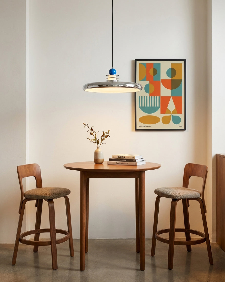 Celian hanglamp met gepolijste chroom en blauw acryl