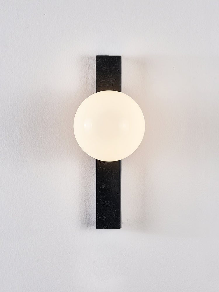 Zoshaira bollen Zwart travertin wandlamp