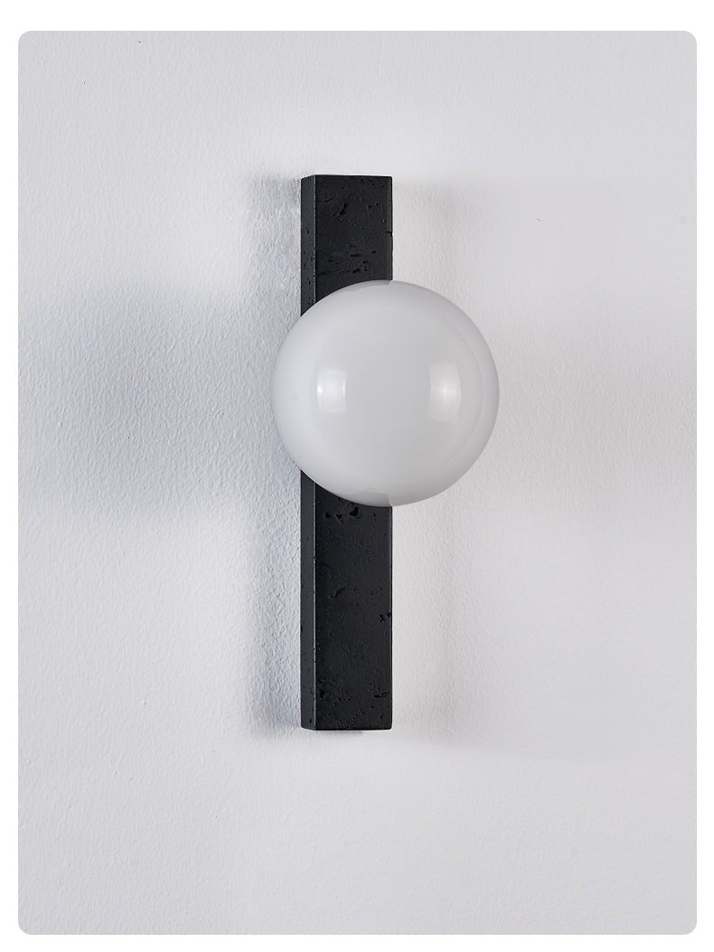 Zoshaira bollen Zwart travertin wandlamp