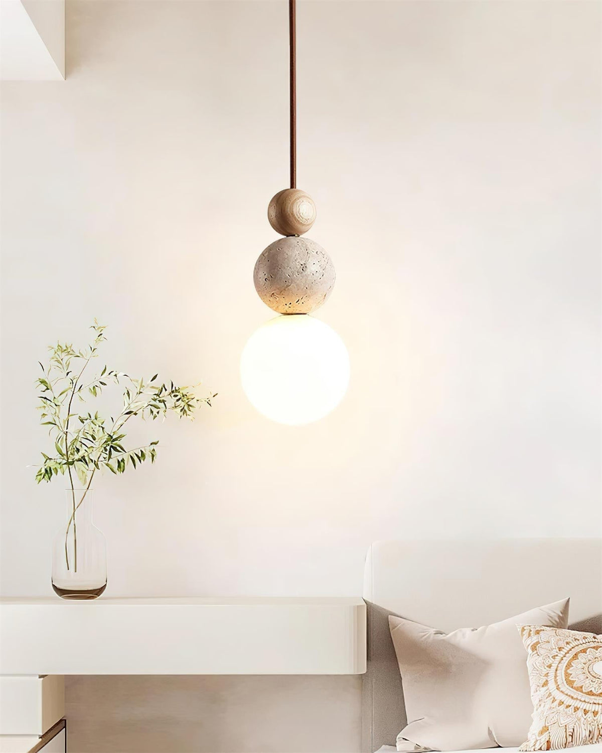 Giona hanglamp bol travertin walnoot