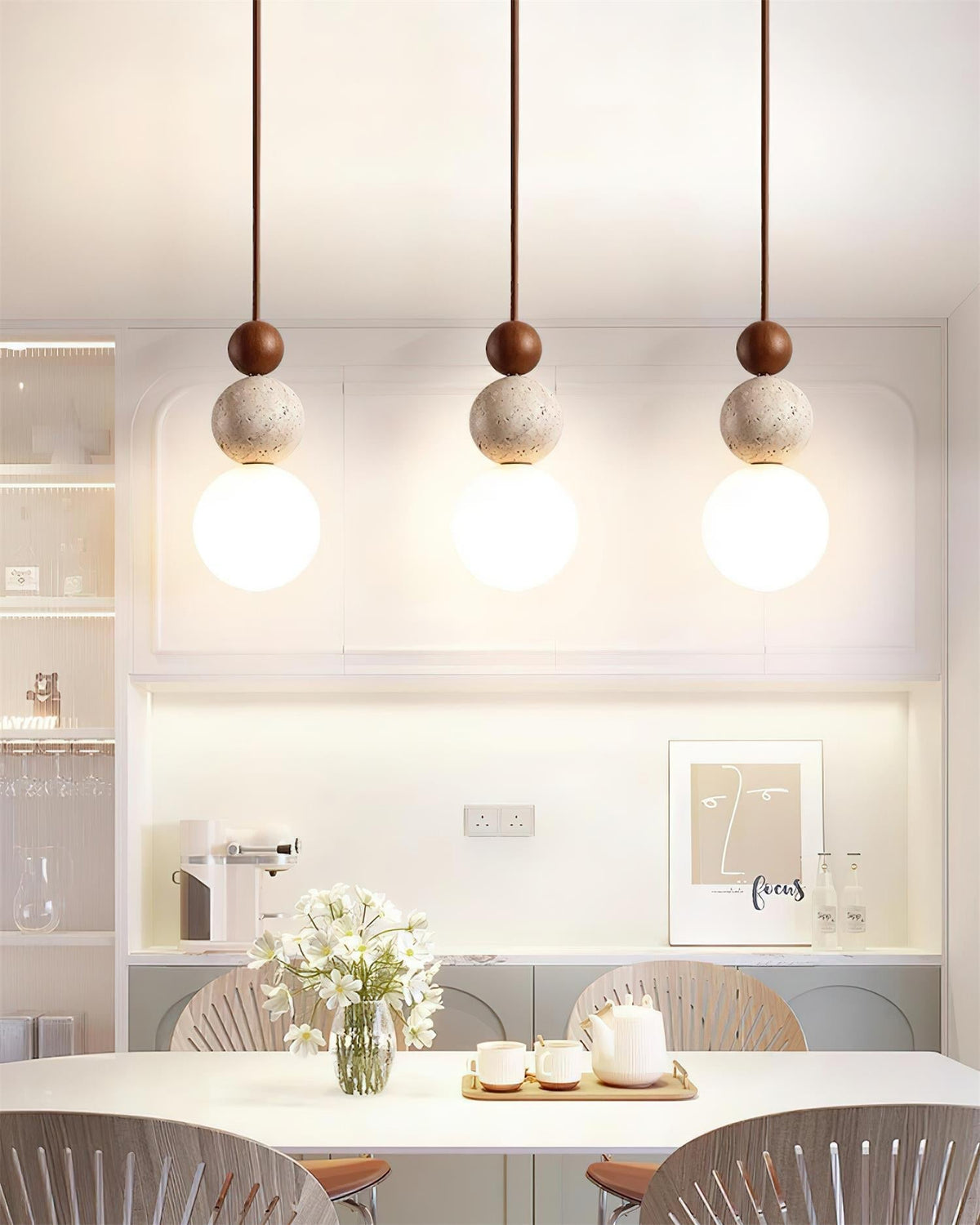 Giona hanglamp bol travertin walnoot
