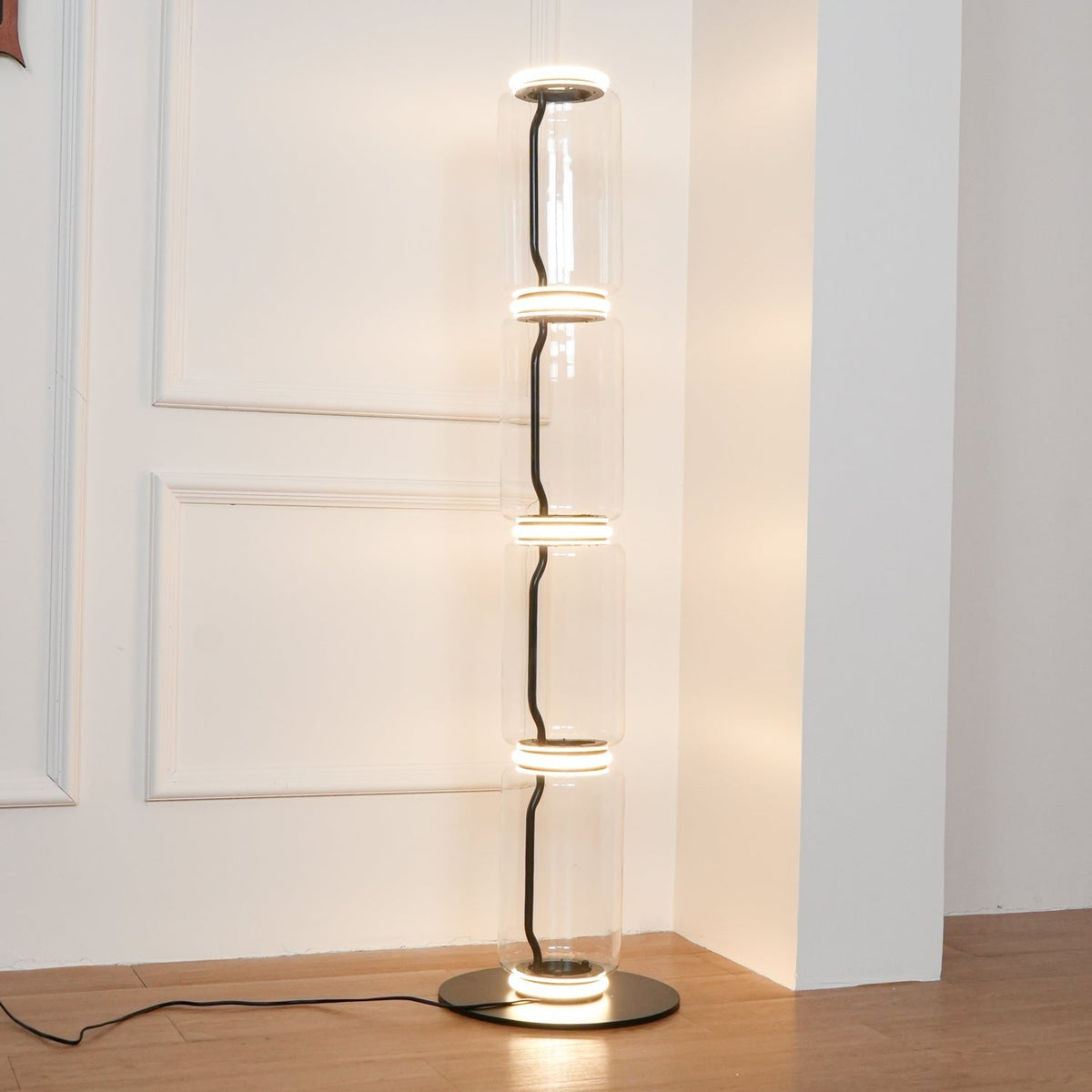 Cyrilys vloerlamp bamboe glas