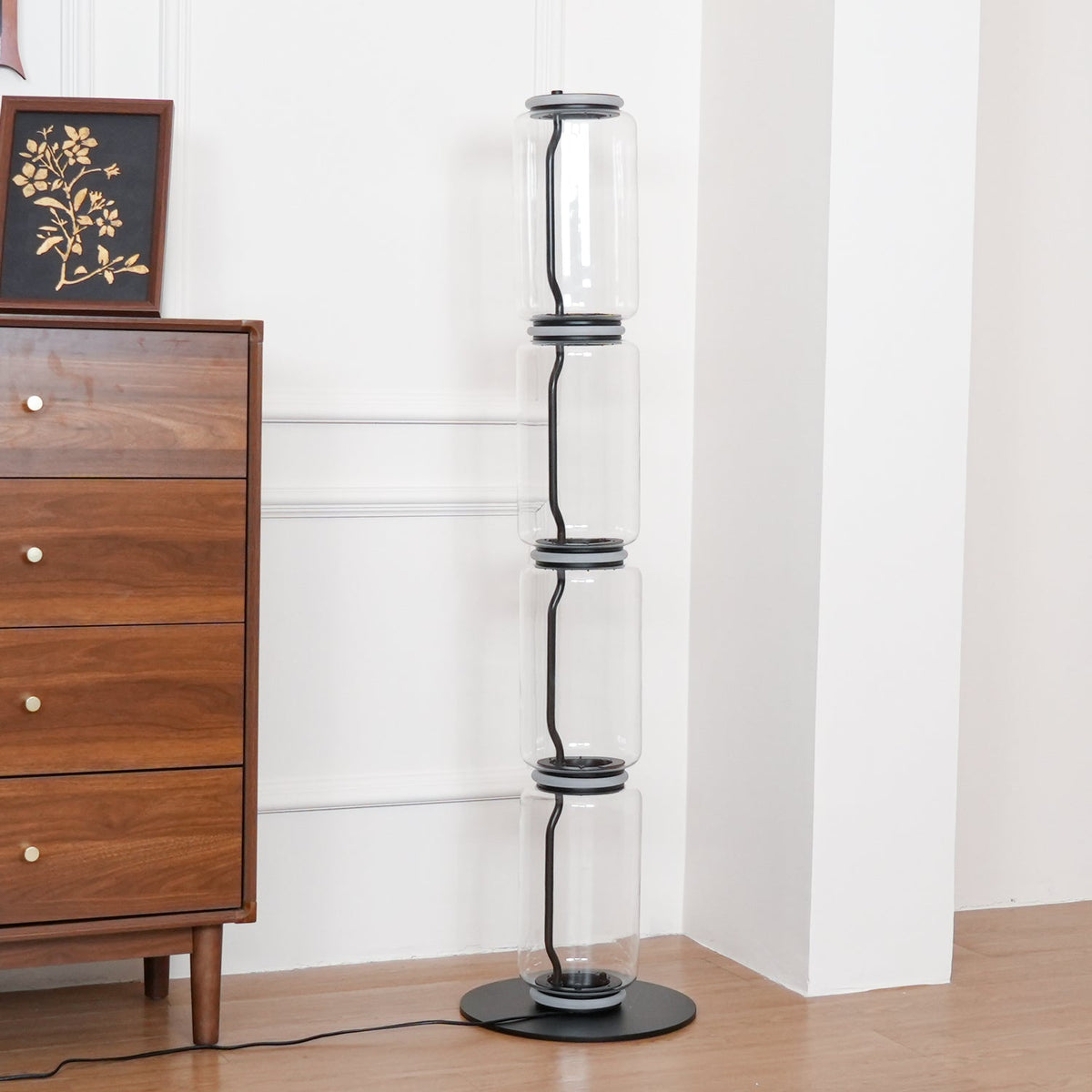 Cyrilys vloerlamp bamboe glas