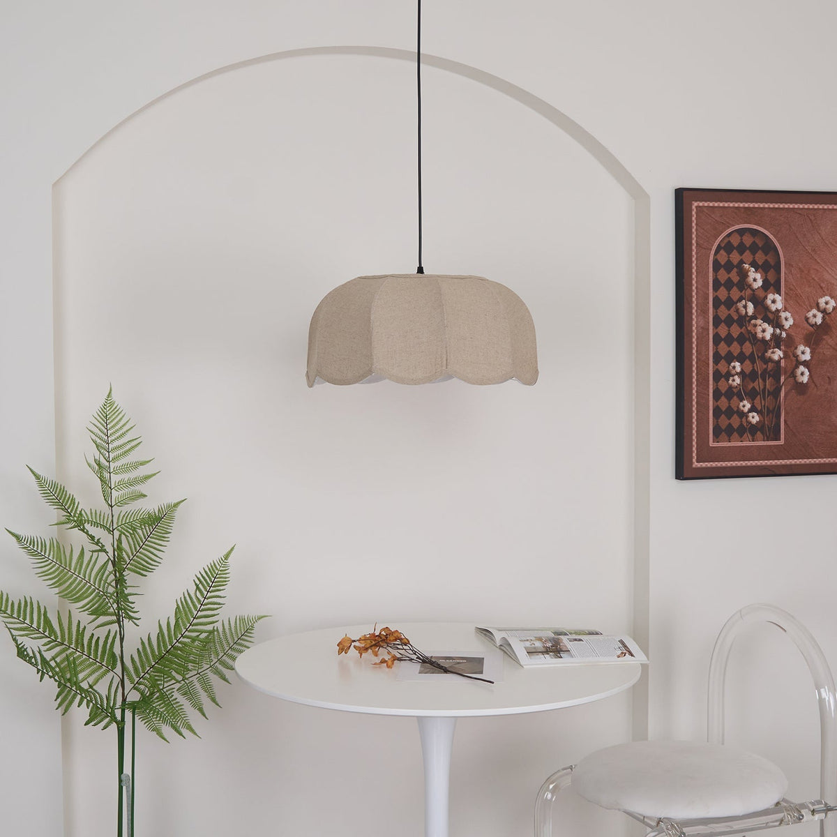 Linoaya hanglamp van Stof met Rustieke Sfeer in Beige
