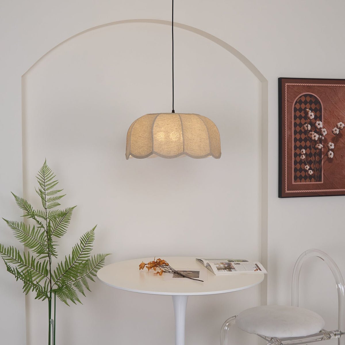 Linoaya hanglamp van Stof met Rustieke Sfeer in Beige
