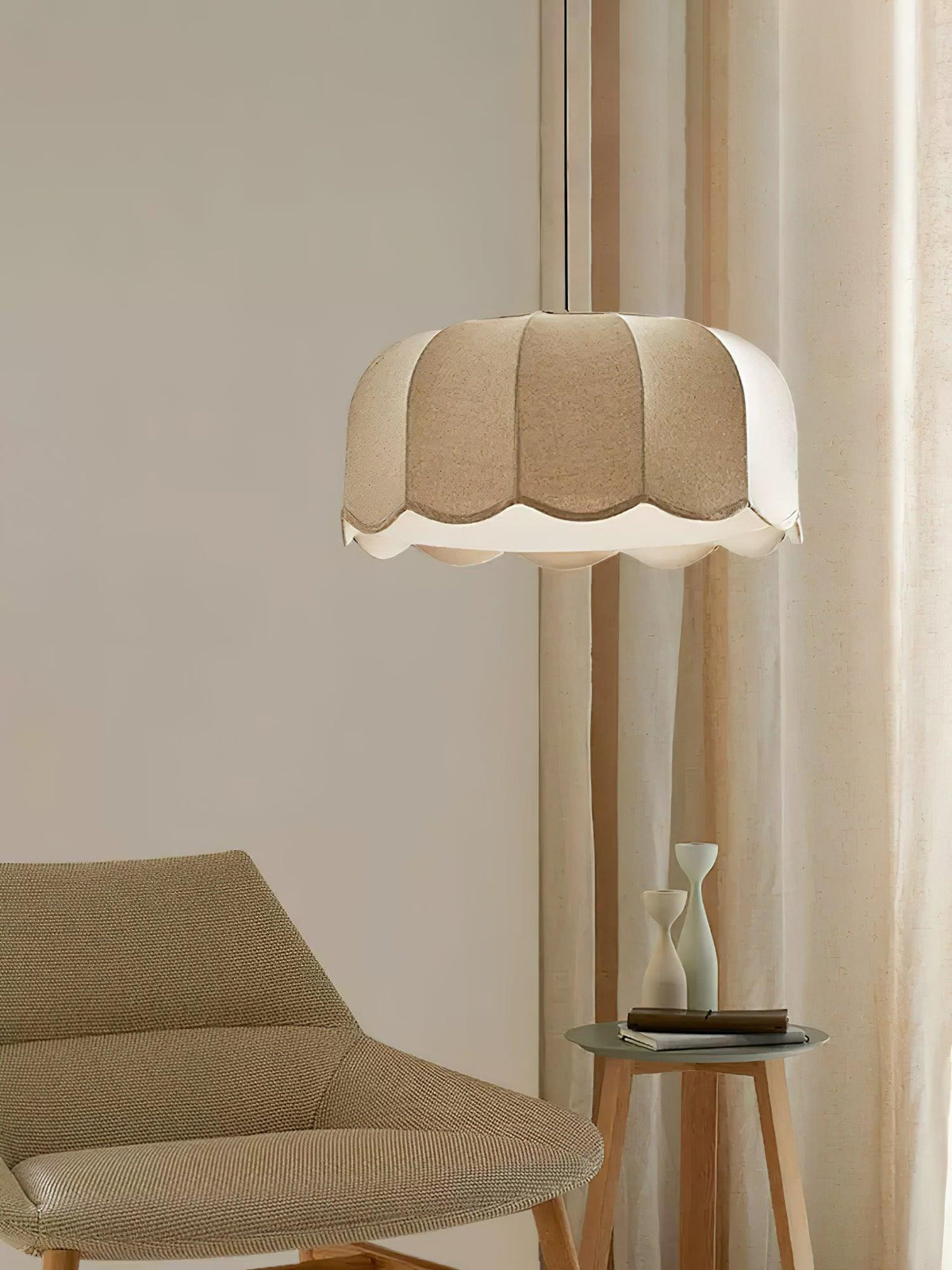 Linoaya hanglamp van Stof met Rustieke Sfeer in Beige