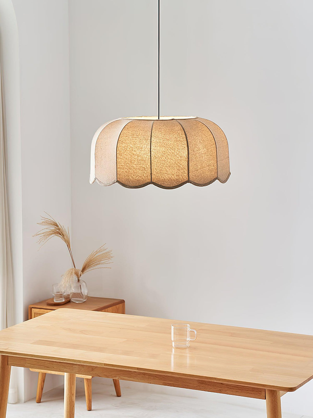 Linoaya hanglamp van Stof met Rustieke Sfeer in Beige