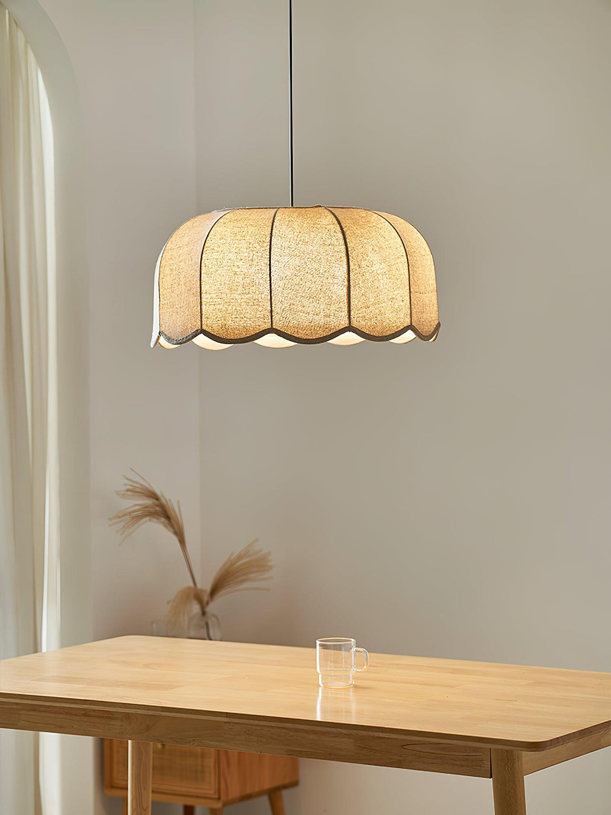 Linoaya hanglamp van Stof met Rustieke Sfeer in Beige