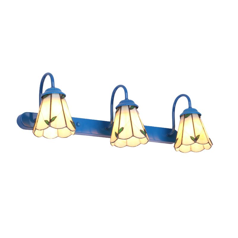 Sirena Bloemvormige Metalen Wandlampen, Zwart/Wit/Blauw