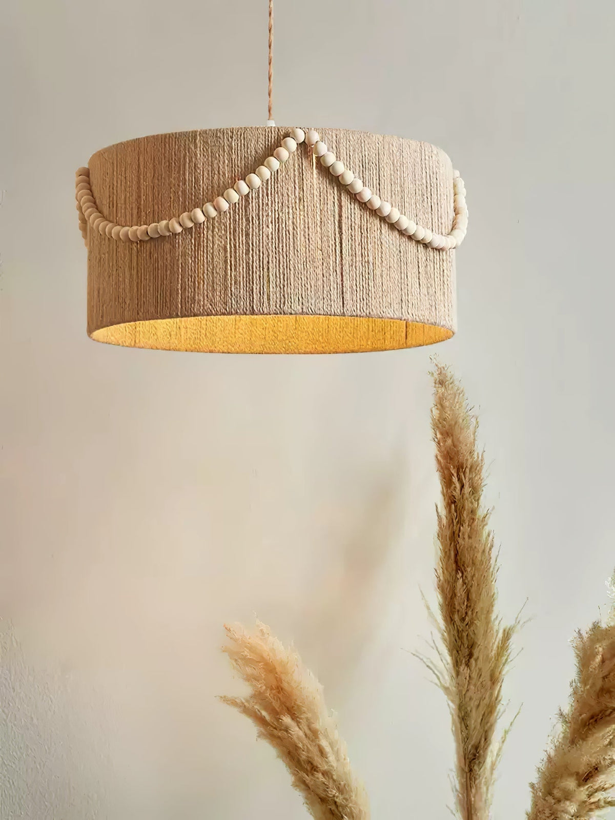 Ershaa elegantie Natuurlijk Bead Jute hanglamp
