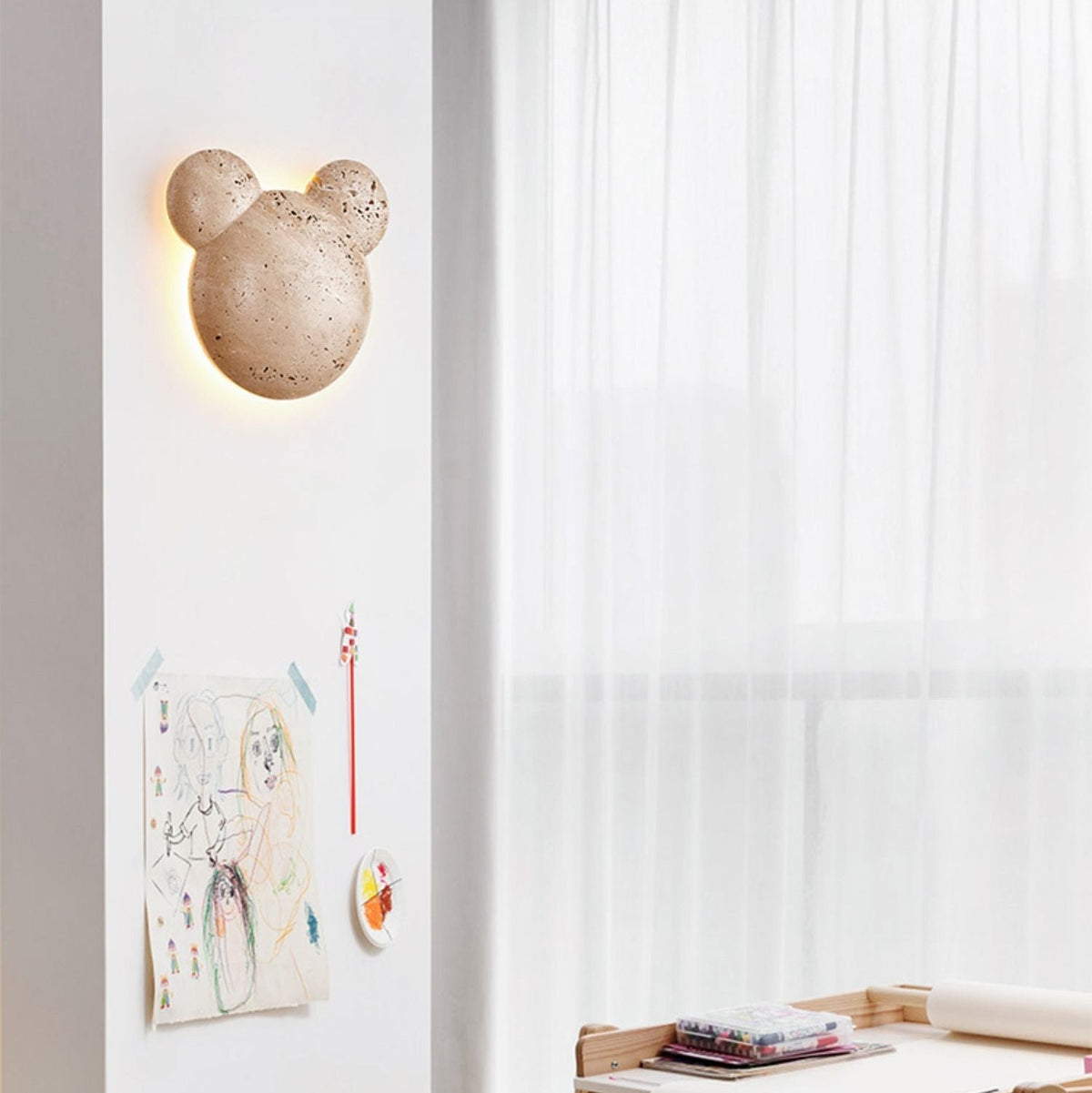 Tavi Geel travertin wandlamp