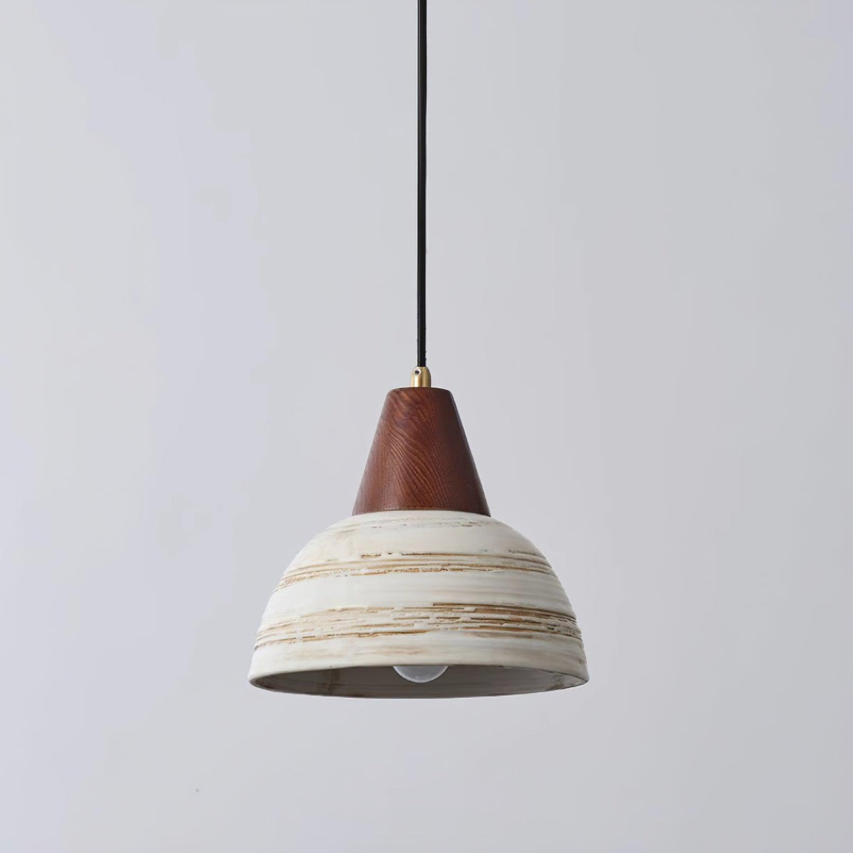 Moderne hanglamp met textuurkeramische kap, getaperd, Noordse minimalistisch
