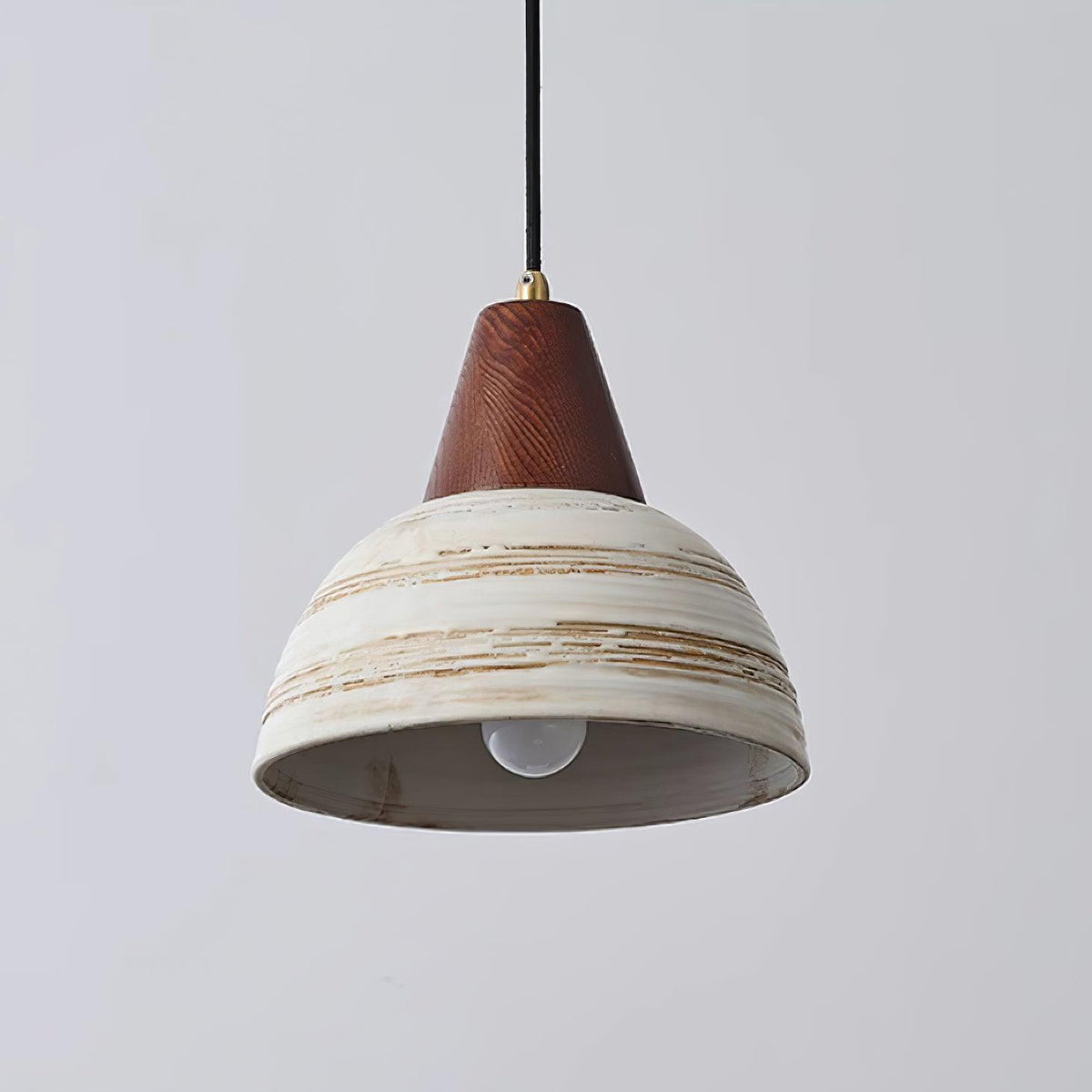 Moderne hanglamp met textuurkeramische kap, getaperd, Noordse minimalistisch