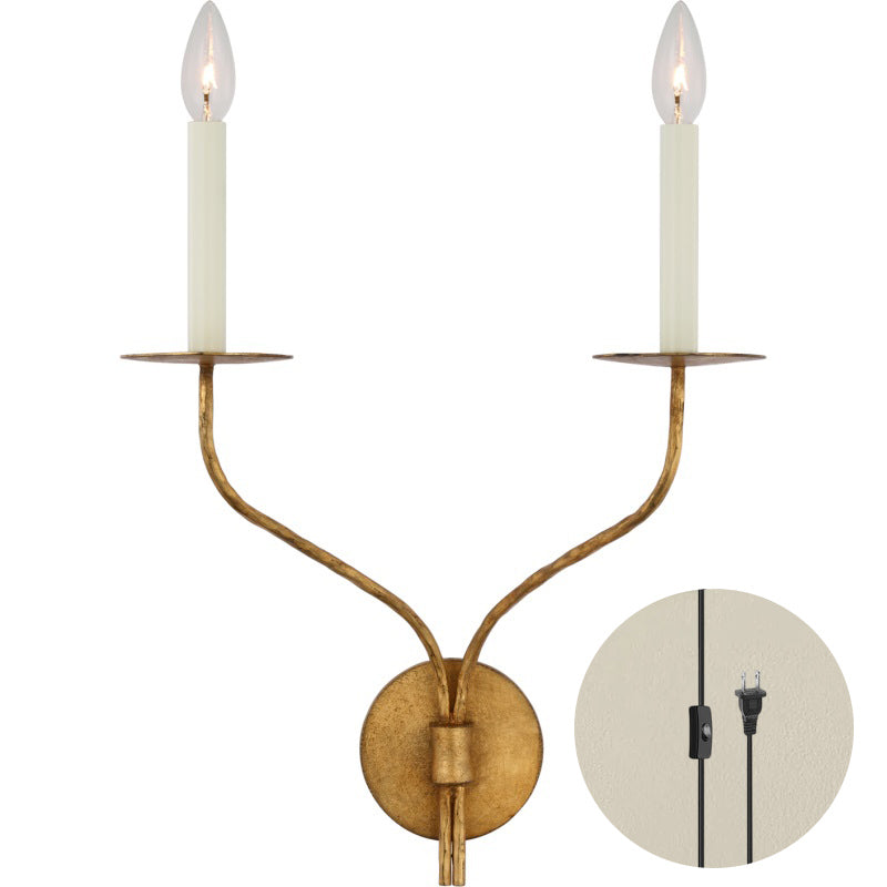 Aurenenne met stekker wandlamp van messing