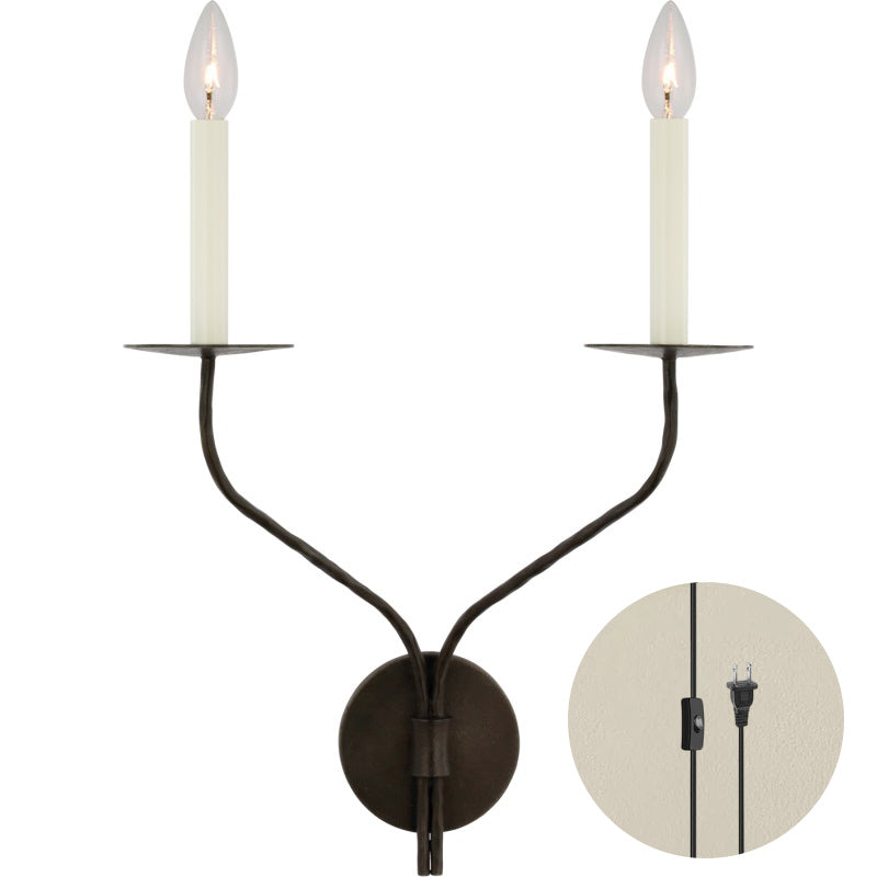 Aurenenne met stekker wandlamp van messing