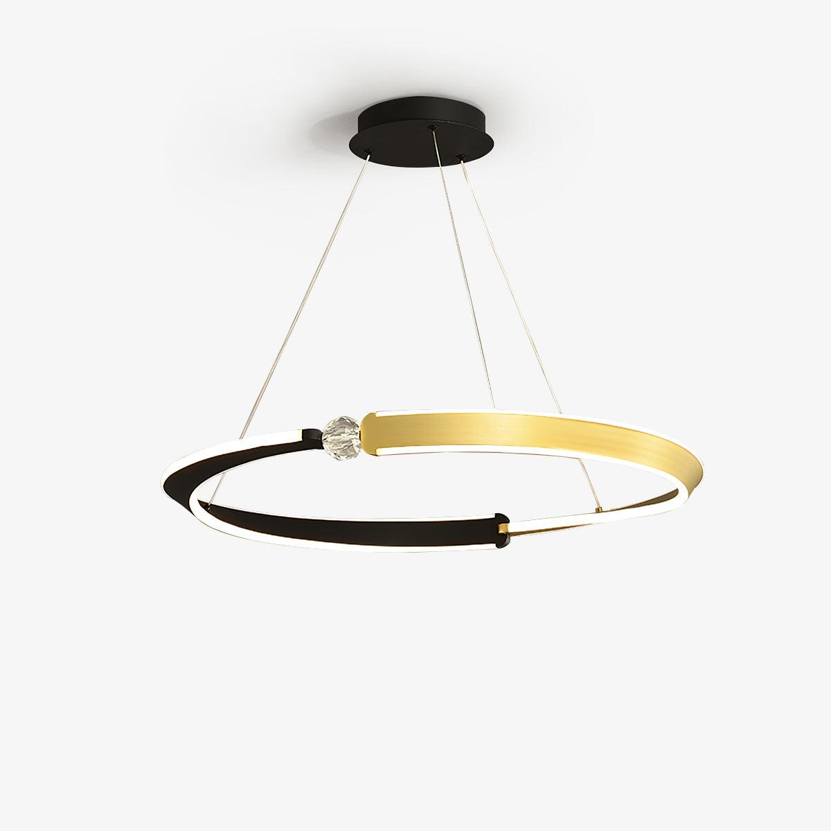Elyerora kroonluchter kristal zwart goud LED ring modern voor eetkamer