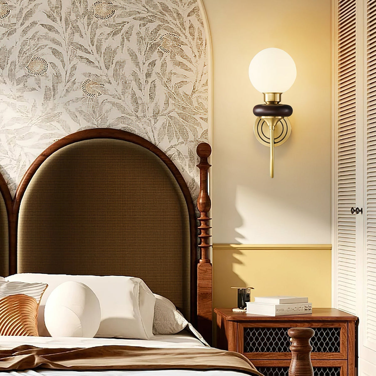 Elvalora wandlamp Premium Noordse Kunst Walnoot glas