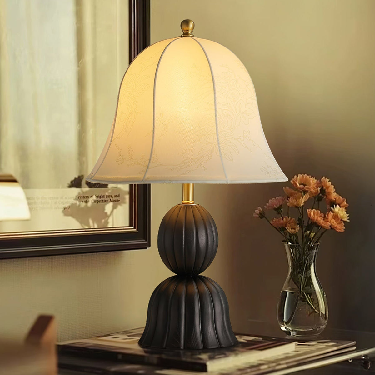 Aldiia Vintage tafellamp van stof en hout