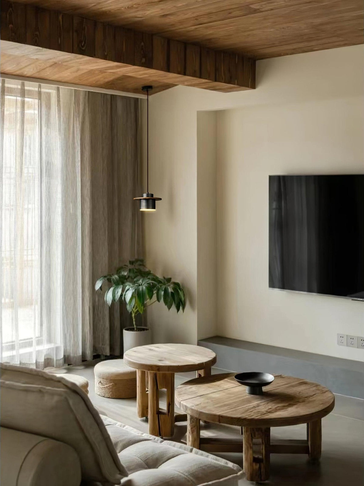 Auririra industriële hanglamp van messing en walnoot