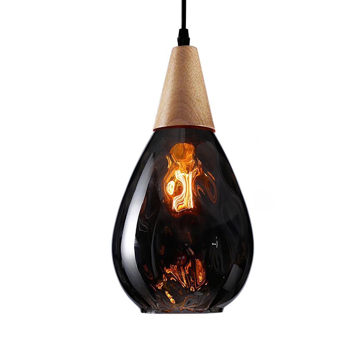 Rinisena hanglamp helder glas hout Noordse modern