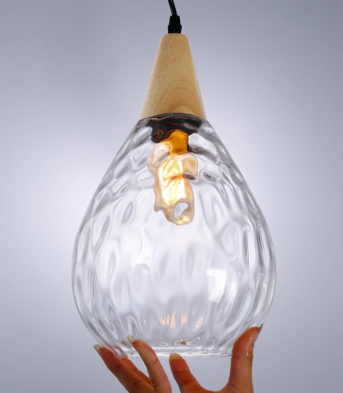 Rinisena hanglamp helder glas hout Noordse modern
