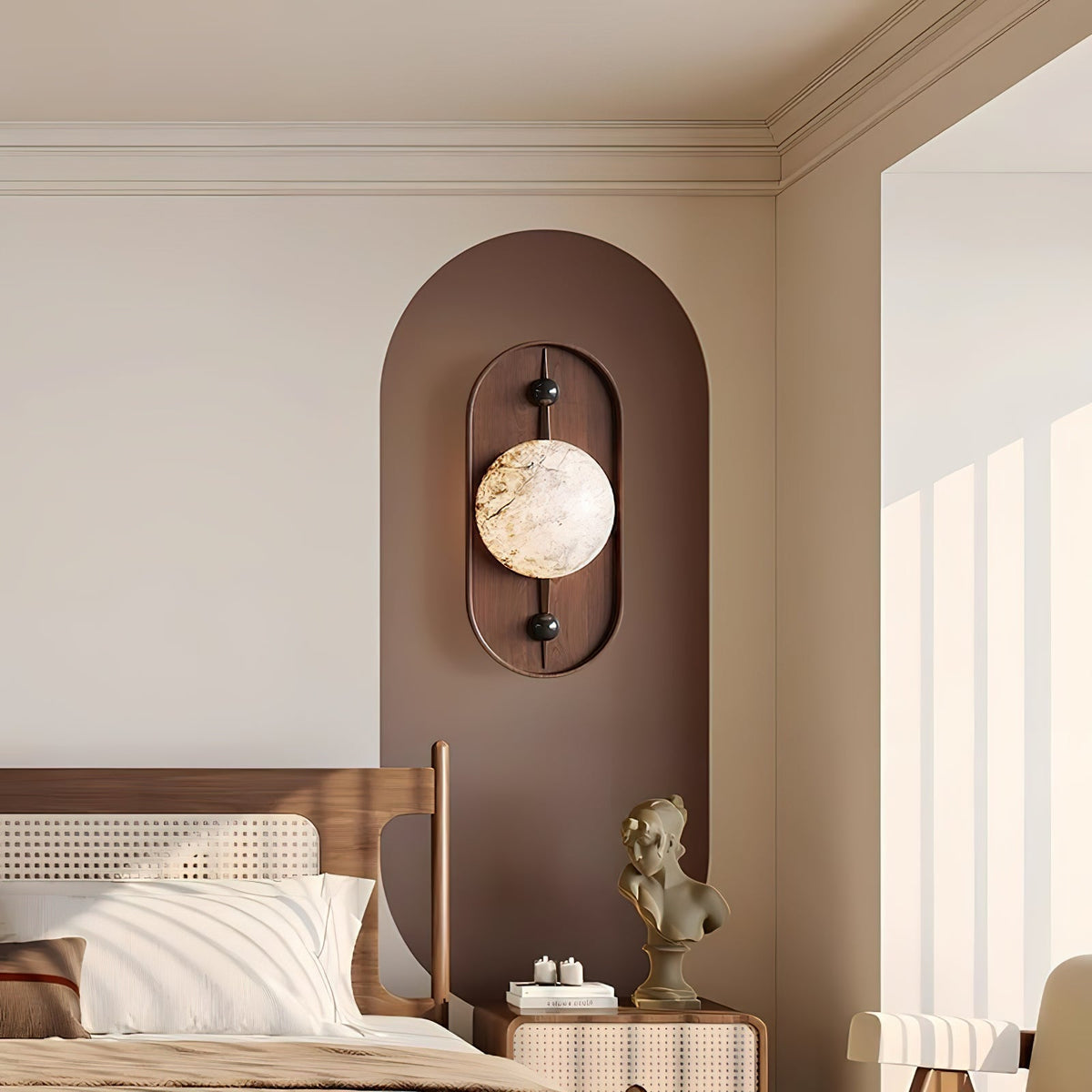 Lyvaran Oval albasten wandlamp van Walnoot