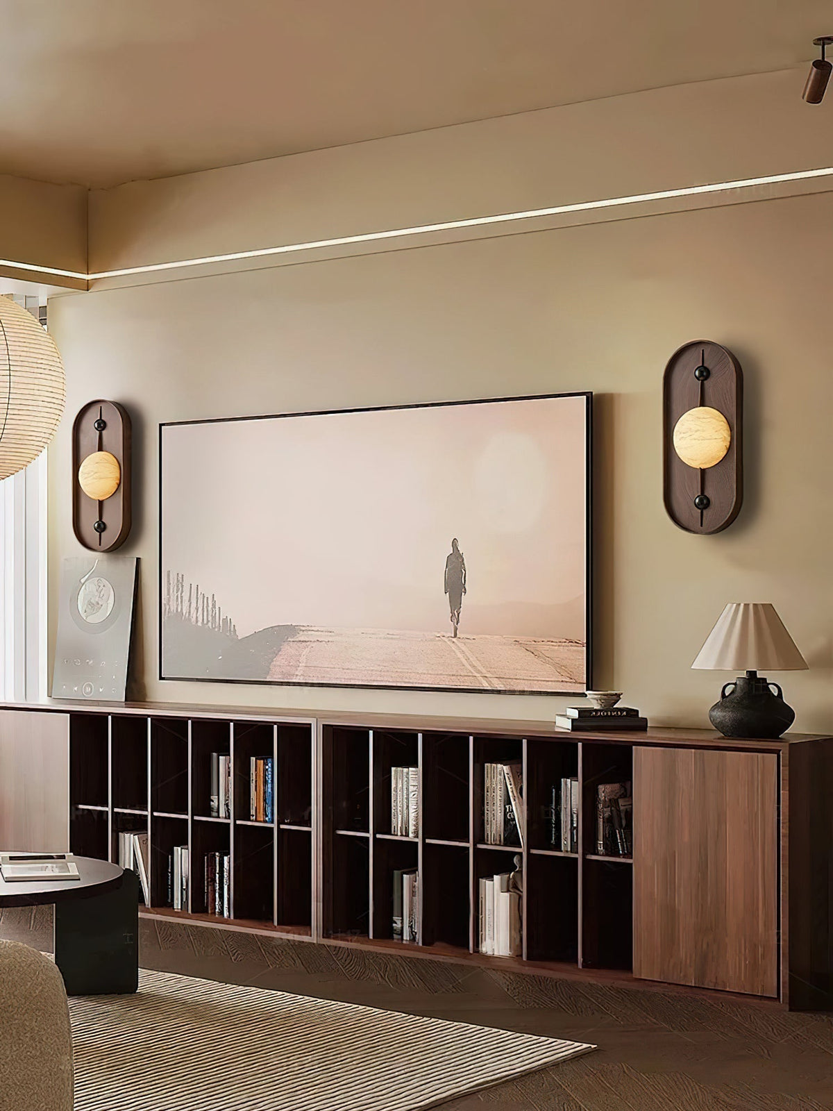 Lyvaran Oval albasten wandlamp van Walnoot