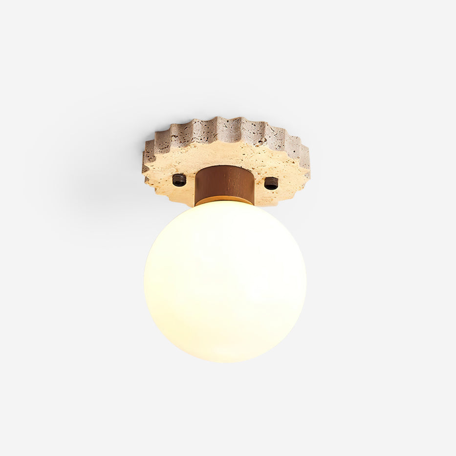 Valisaya plafondlamp travertin met gebogen basis