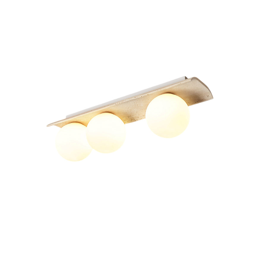 Serenaya bollen travertin glas plafondlamp