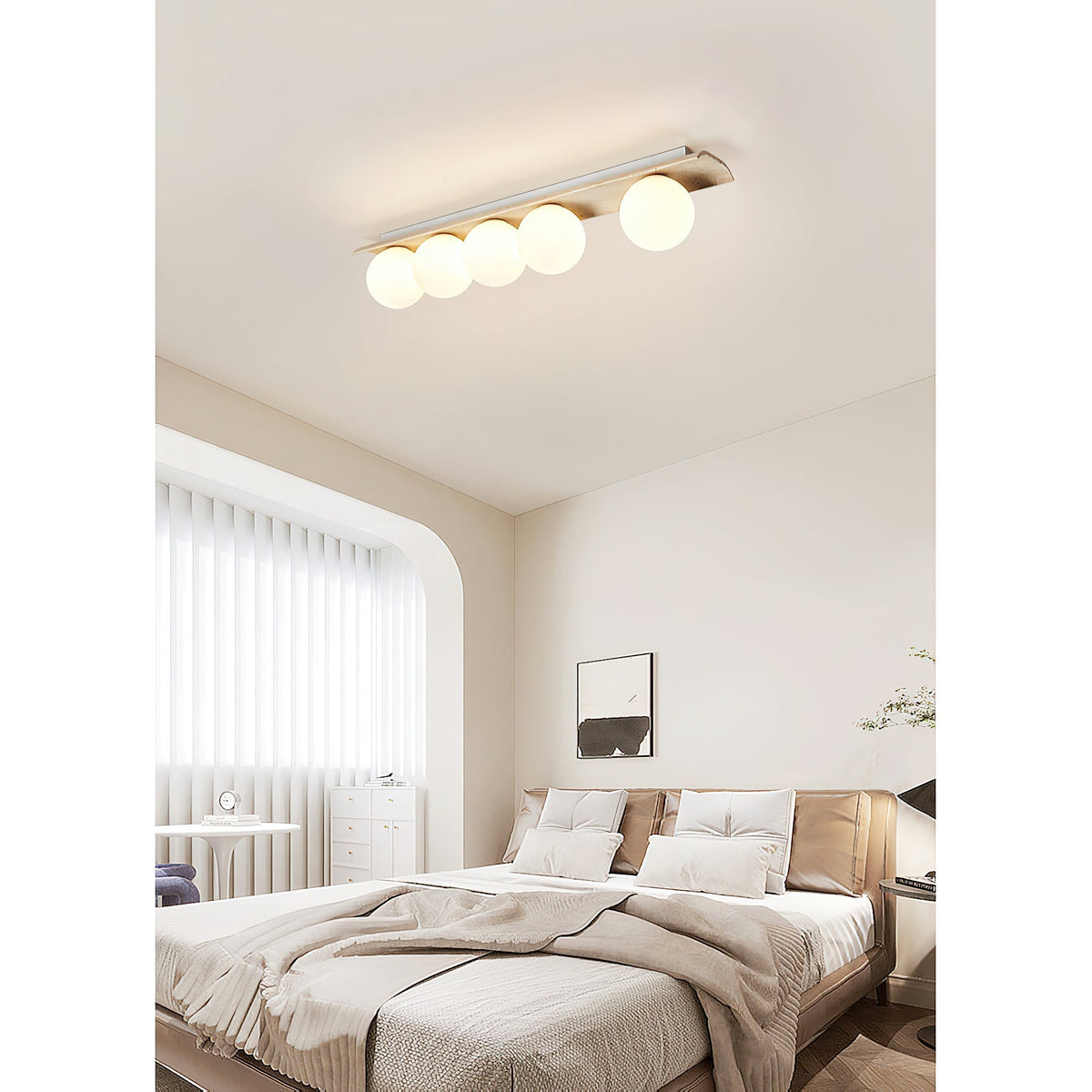 Serenaya bollen travertin glas plafondlamp