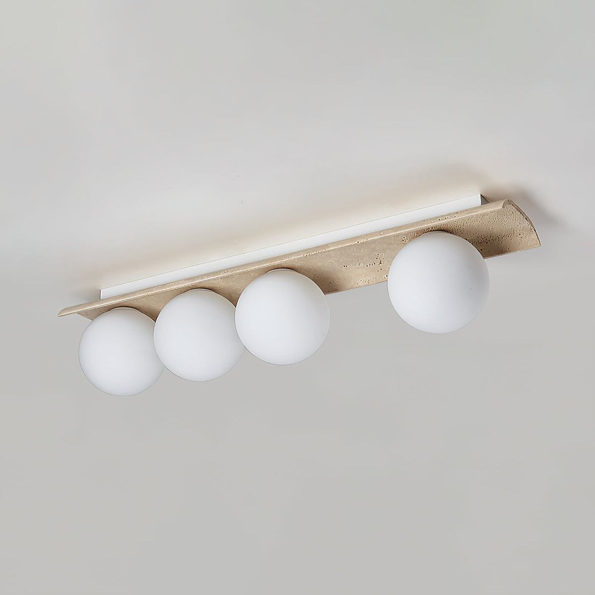 Serenaya bollen travertin glas plafondlamp