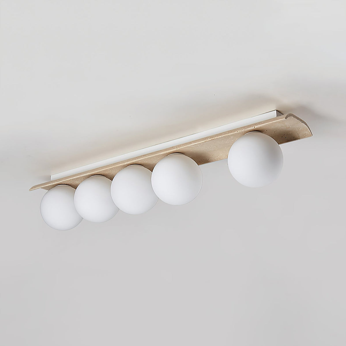 Serenaya bollen travertin glas plafondlamp